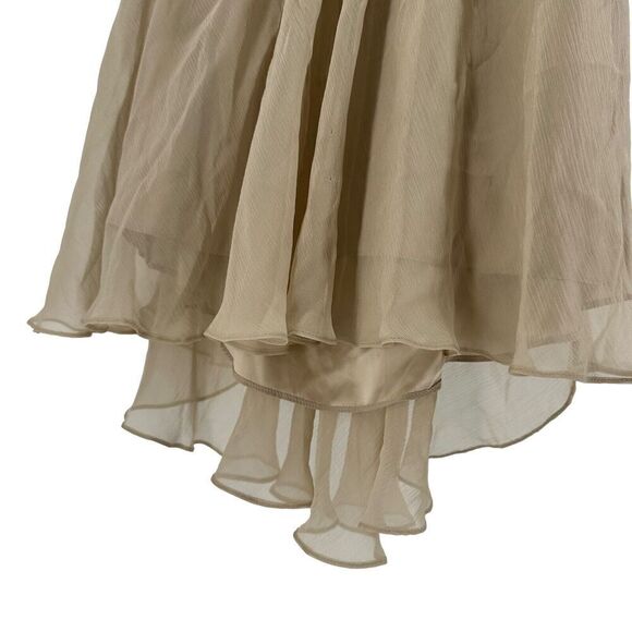 Milly Silk Beaded Halter Dress Knee Length Beige Formal Size 2 Party Cocktail - Picture 9 of 15